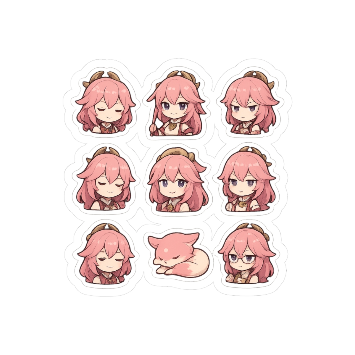 Genshin Impact Yae Miko Stickers | Playful Kitsune Vinyl Decals