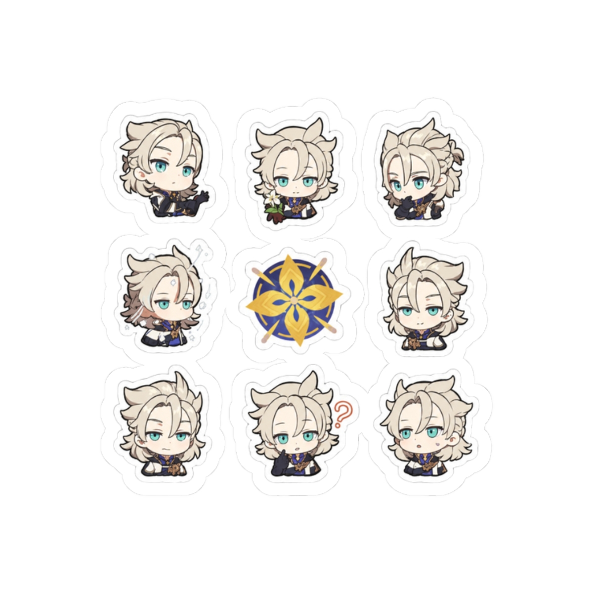 Genshin Impact Chibi Albedo Stickers - alternate angle 3, merchandise